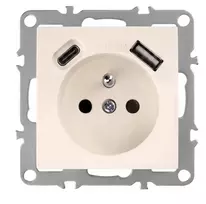Toolight Viengubas Lizdas Su Įžeminimu + Usb-a Usb-c Oste Jnh004-g rusvai gelsvas