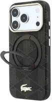 Lacoste PVC pusiau uždengiantis „MagSafe“ dėklas su žiediniu stovu, skirtas iPhone 18 Pro, šviesiai auksinės spalvos