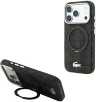 Lacoste PVC pusiau uždengiantis dėklas su žiediniu stovu ir MagSafe funkcija, skirtas iPhone 18 Pro Max, šviesiai auksinės spalvos