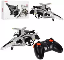 RC dronas su automatiniu pakilimu ir nusileidimu bei aukščio palaikymu, pilkas–juodas su geltonais elementais, 23 × 14,7 × 5 cm