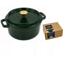 Čuguna sautējamais katls apaļš ar vāku 3,6L / 24cm zaļš
