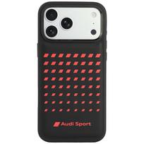 Audi Sport sintetinės odos dėklas, skirtas iPhone 18 Pro Max / 17 Pro Max, suderinamas su MagSafe – juodas