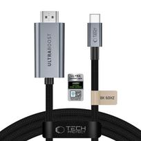 Tech-Protect UltraBoost USB-C–HDMI 2.1 vaizdo kabelis, 60 Hz, 300 cm – pilkas