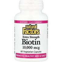 Natural Factors, Biotinas, ypač stiprus, 10 000 mcg, 60 vegetariškų kapsulių
