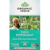 Organic India, Tulsi arbata, pipirmėčių, be kofeino, 18 užpilų pakelių, 30,6 g