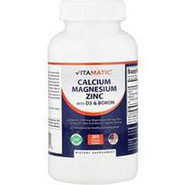 Vitamatic, Kalcio, magnio ir cinko su D3 ir boru, 365 dengtos tabletės