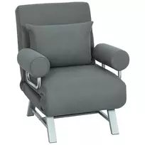 Fotelis-lova, apmuštas fotelis, paverčiamas svečių lova, ergonomiškas, tamsiai pilkas