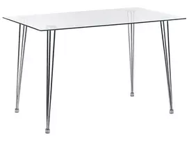 Valgomojo stalas WINSTON, sidabrinis, 120 × 70 cm, grūdintas stiklas