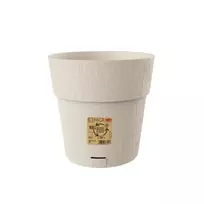 STEFANPLAST Ethica apvali gėlių vazonas su padėklu, baltas, 25 cm skersmens, 25 cm aukščio, 12,3 L, UV ir šalčiui atsparus polipropilenas, vidaus/lauko