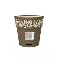 STEFANPLAST Gaia apvali gėlių vazonas su lėkšte, rudos spalvos, Ø25 x 25 cm