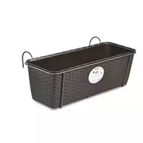 STEFANPLAST Balkono gėlių dėžė su metaliniu laikikliu, ruda, 50x18x16 cm