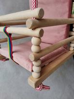 Vaikiškos sūpynės, velvetinis čiužinys, spalvos, kibiras, mediniai kabliukai