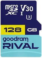 USB laikmena GOODRAM microSDXC 128GB V30 UHS I U3 RIVAL + adapter