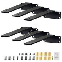 6 vnt. plaukiojančių lentynų laikikliai, 6" L x 4" W x 1,6" H, matinis juodas, 5 mm storio, 72,57 kg apkrova