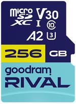 USB laikmena GOODRAM microSDXC 256GB V30 A2 UHS I U3 RIVAL + adapter