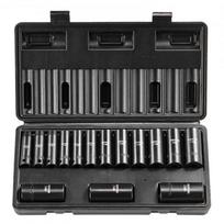 Smūginė galvučių rinkinys, 15 dalių gilios metrinės 8-22 mm, 295x150x54 mm, plienas, laikymo dėklas