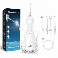 Belaidis dantų irigatorius, USB-C, 4 režimai, atsparus vandeniui, 360° sukamasis galvutė