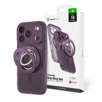 AmazingThing Titan Pro Lens Ring Set dėklas, skirtas iPhone 18 Pro Max su kameros dangteliu ir magnetiniu žiedu, suderinamas su MagSafe - violetinė