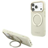 Guess Ring Stand 360 Grained Classic Logo MagSafe Case for iPhone 18 Pro / 17 Pro Beige