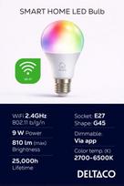 LED lemputė DELTACO SMART HOME, RGB, E27, A60, 9W / SH-LE27A60RGB02 / 1902591