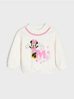 Sinsay - Medvilninis džemperis su dekoratyvine juostele ir Minnie Mouse raštu - kreminė