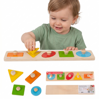 CLASSIC WORLD Medinė geometrinė dėlionė MONTESSORI formų rūšiuoklis mokymuisi apie spalvas 6 vnt.