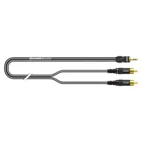 Sommer Cable SC-Onyx 2025 MKII stereo skaidymo kabelis, 2 x 1 x 0,25 mm², 3,5 mm stereo kištukas – 2x RCA kištukai, HICON, juodos spalvos, 2,5 m (ON2A-0250-SW)
