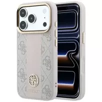 Guess 4G Stripe Round & Classic Logos MagSafe dėklas, skirtas iPhone 18 Pro / 17 Pro - rožinis
