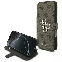 Guess Book 4G Metal Logo dėklas, skirtas Apple iPhone 18 Pro / 17 Pro – rudas