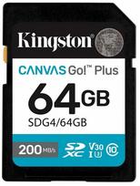 Prekė su pažeista pakuote. Atminties kortelė Kingston Canvas Go! Plus SDG4, 64GB, 200Mb/s - 100Mb/s