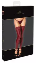 Noir Thigh-highs L Burgundy Powerwetlook Lace Top Silicone Grip