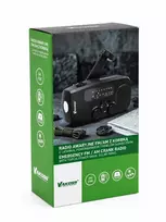 Vakoss FM-3660K“ avarinis FM/AM radijas su dinamo / žibintuvėliu / išorine baterija / saulės baterija
