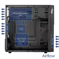 Akyga Obudowa Micro ATX AK19BK USB-C + USB 3.0 + 2x USB 2.0 czarna bez PSu „Micro Tower“ Juoda
