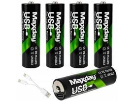 AA įkraunamos baterijos R6 1,5V 1466mAh 4 vnt. Li-ion įkraunamas USB-C laidu