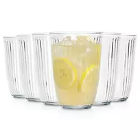 Stiklinės rumbuoto stiklo, 330 ml, skaidrios, 8,5 × 8,5 × 12 cm, 6 vnt.