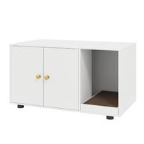 Kačių tualeto spintelė su draskykle, ruda/balta, 90 × 50 × 50 cm