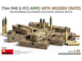 Miniart - 75mm M48 & M72 Ammo with wooden crates for: M4 Sherman, M3 Lee/Grant, M24 Chaffee, Churchill Mk. VI-VII, 1/35, 53078