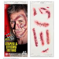 Kraujo tatuiruotės „Susiūtos žaizdos“ 10 vnt. – Helovino atributika