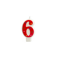 Gimtadienio žvakutė raudona skaičius "6"
