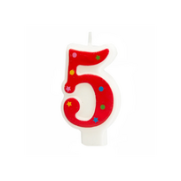 Gimtadienio žvakutė raudona skaičius "5"