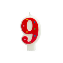 Gimtadienio žvakutė raudona skaičius "9"