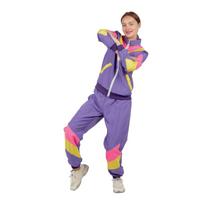 80-ųjų stiliaus sportinis kostiumas, violetinės spalvos – retro apranga S/M