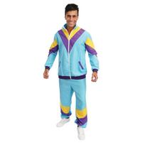 80-ųjų stiliaus sportinis kostiumas, melsvos spalvos – retro apranga S/M