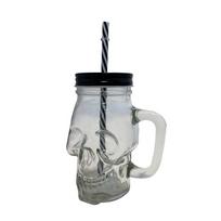 Stiklinė - kaukuolė su šiaudeliu 500 ml