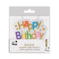 Gimtadienio žvakutė didelė spalvota "Happy Birthday"