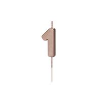 Gimtadienio žvakutė su smeigtuku nr 1 rausvai auksinė 4,5cm
