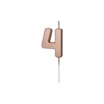 Gimtadienio žvakutė su smeigtuku nr 4 rausvai auksinė 4,5cm