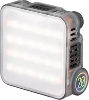 Zhiyun M20 RGB LED papildoma šviesa, 20W, 2700K-6500K CCT, HSI spalvų režimai, OLED ekranas, magnetinė nugara, USB-C PD įkrovimas