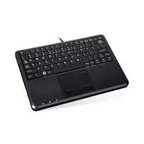 Perixx PERIBOARD-510 H PLUS UK mini USB klaviatūra su jutikliniu kilimėliu ir 2 prievadų USB šakotuvu, juoda