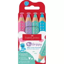 Faber-Castell Grippy Pastel trikampės spalvų pieštukai, 4 vnt., jumbo minkštos šerdys mažoms vaikų rankoms 110702